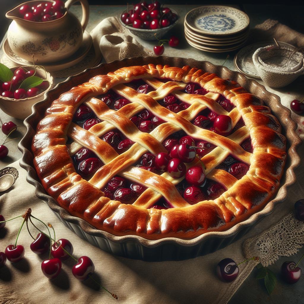 Tarta de cerezas frescas