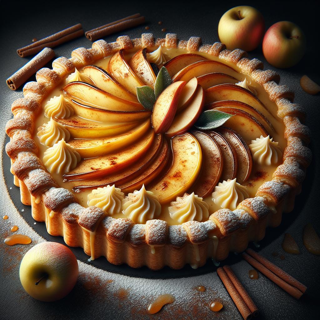 Tarta de crema y manzanas