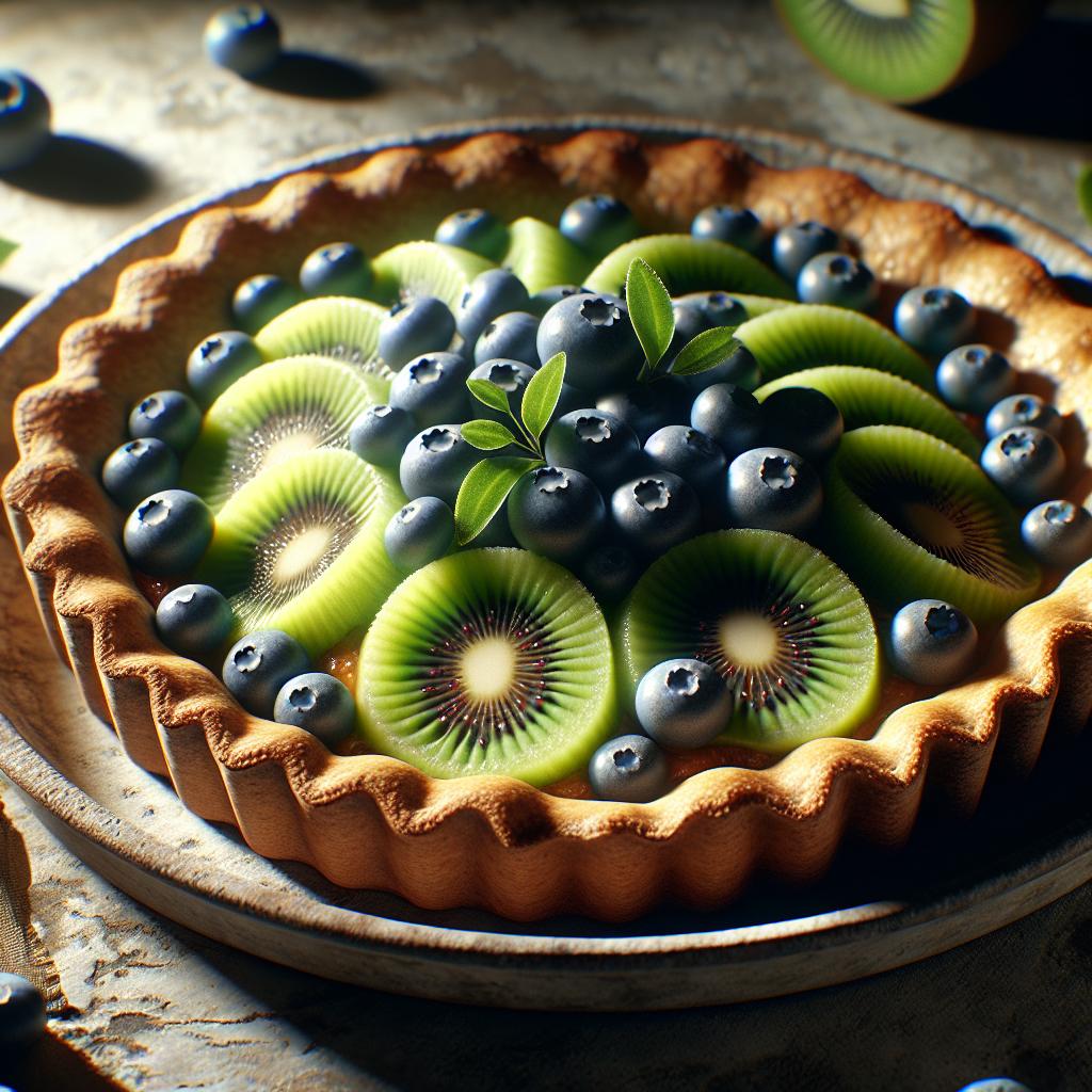 Tarta de kiwi y arándanos