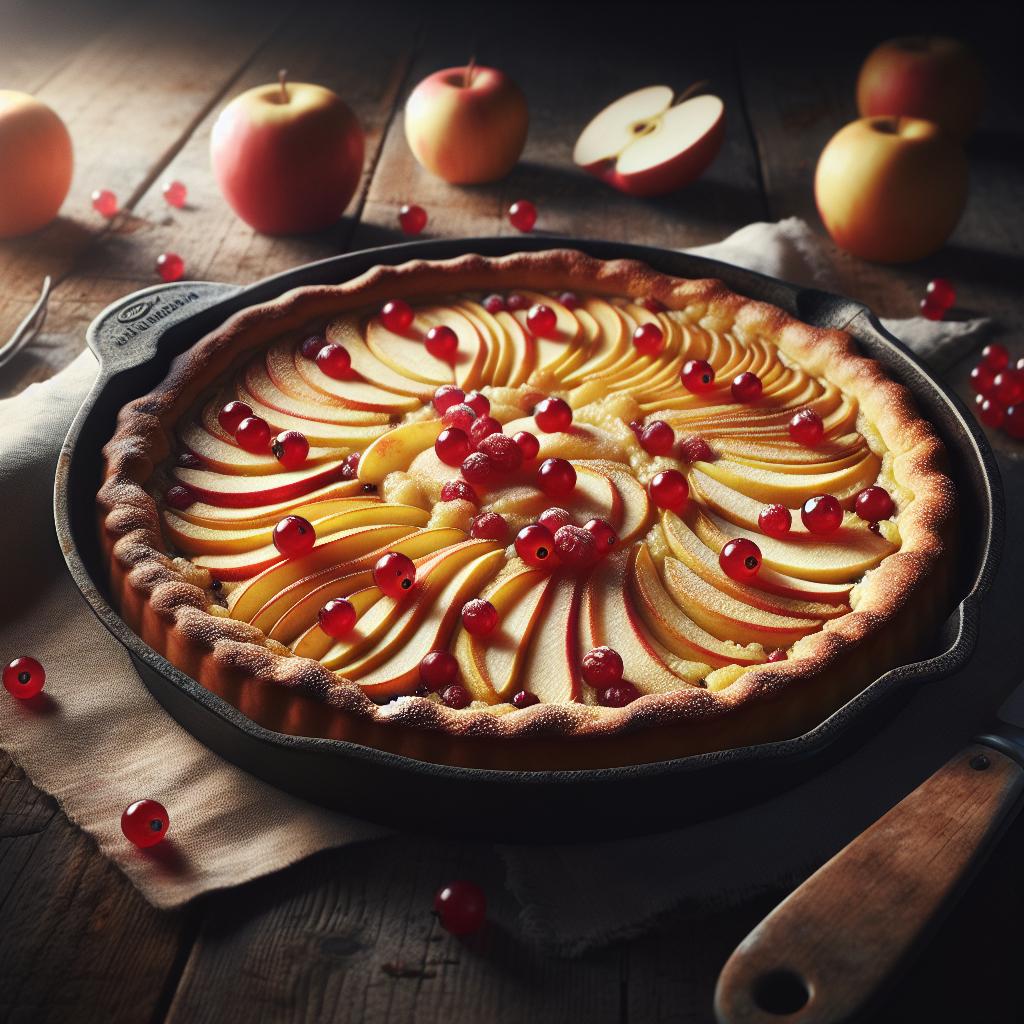 Tarta frangipane con manzanas y grosellas