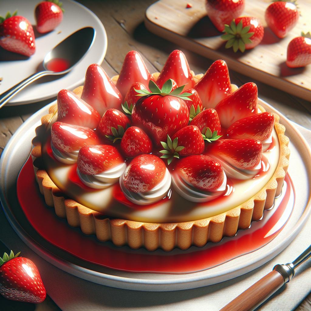 Crostata de panna cotta con fresas