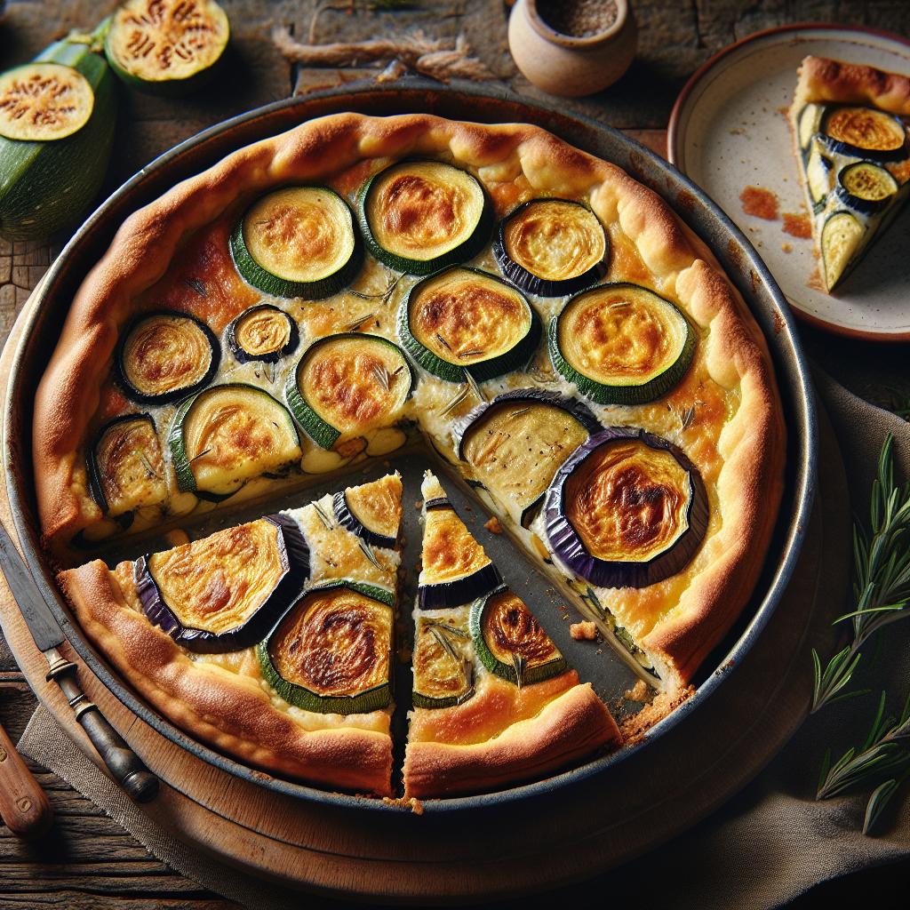 Tarta rústica de calabacines y berenjenas