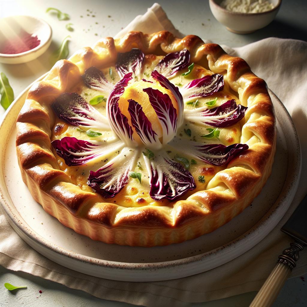 Tarta salada con crema de Gruyère y radicchio