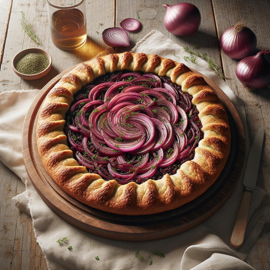 Tarta salada de cebollas rojas
