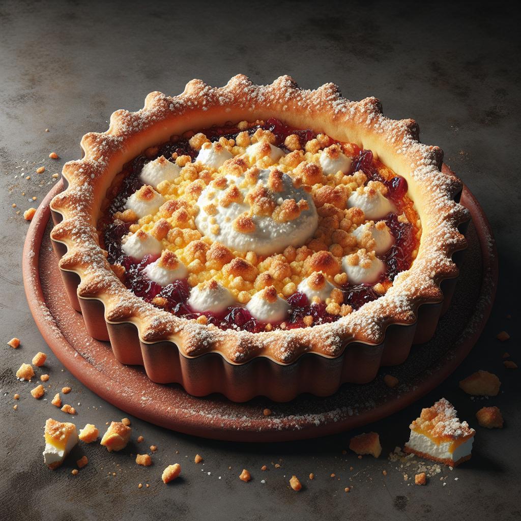 Tarta desmenuzada de ricotta y mermelada