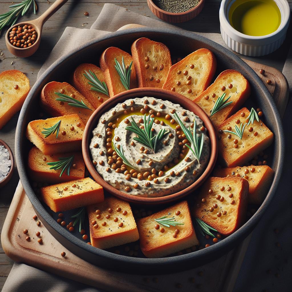 Crostini con crema di lenticchie al rosmarino