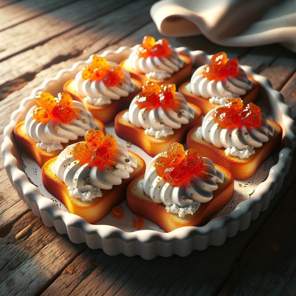 Crostini con ricotta y mermelada de chiles