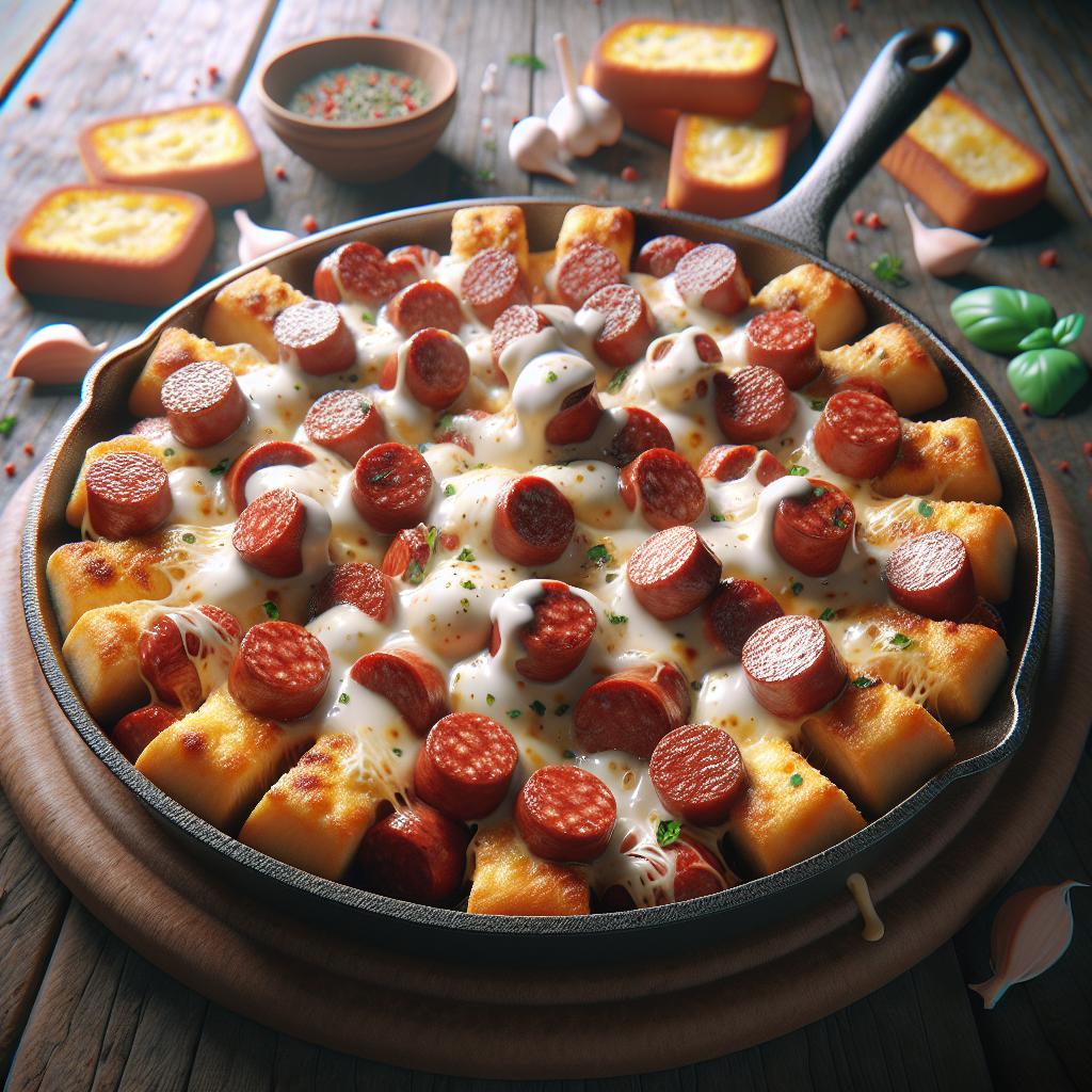 Crostini de salchicha y mozzarella