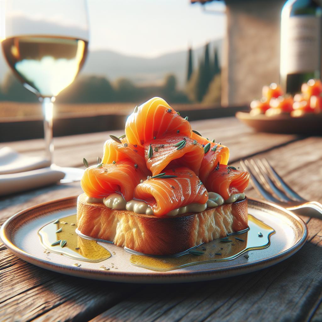Crostino con salmón marinado