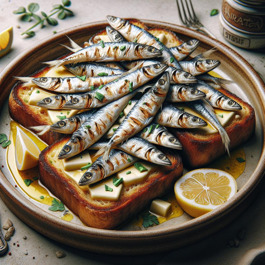 Crostone de mantequilla y sardinas