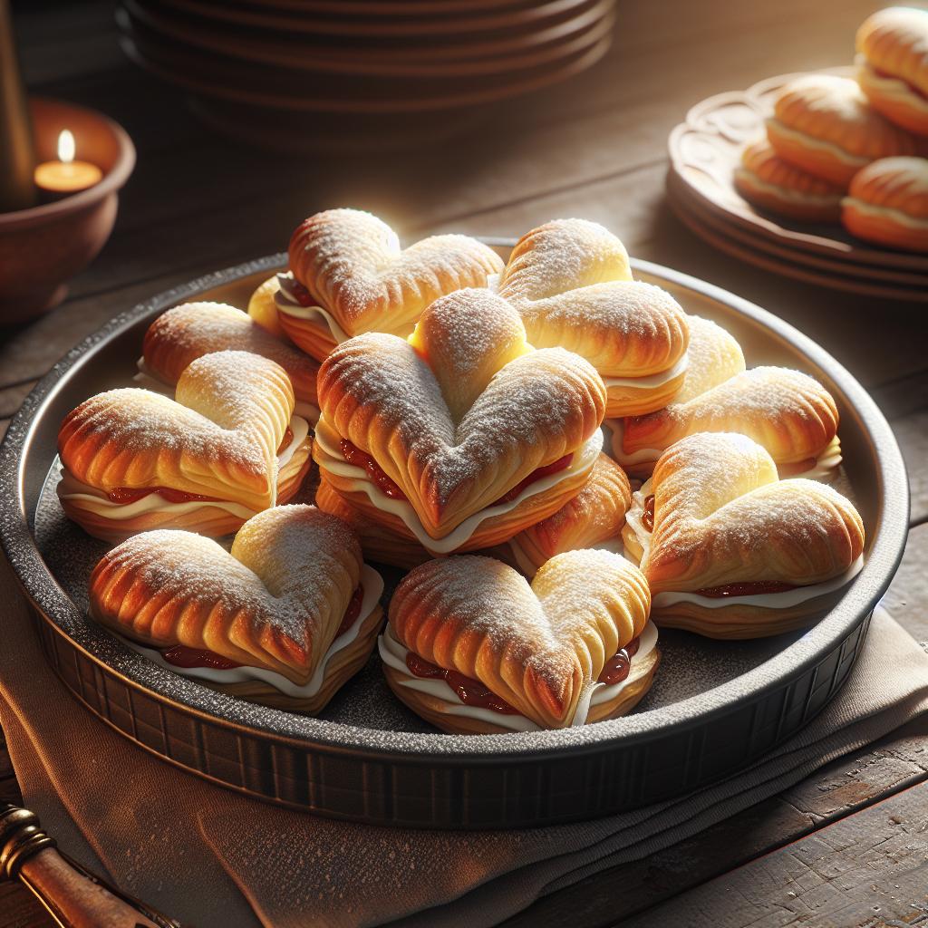 Corazones de hojaldre dulces