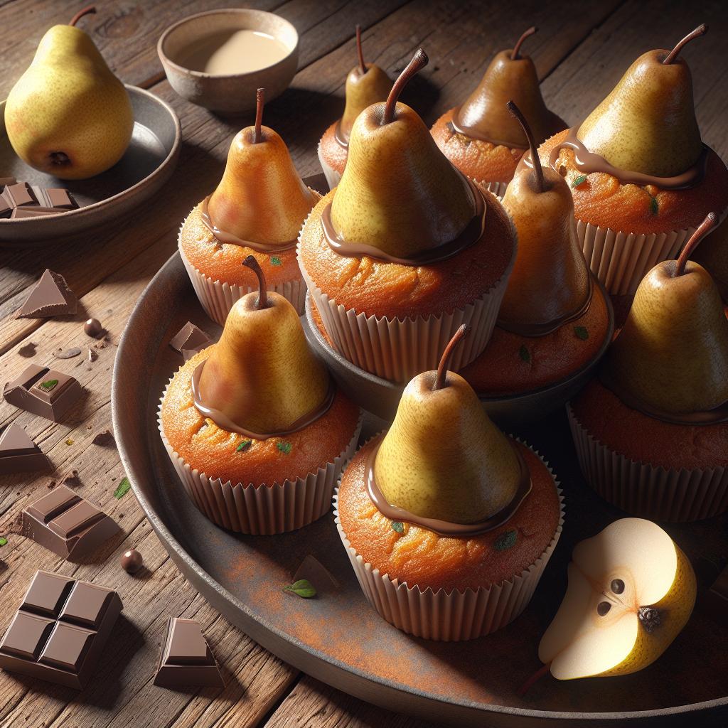 Cupcakes de pera y chocolate