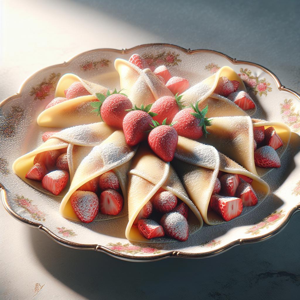 Fagottini de crepes con fresas