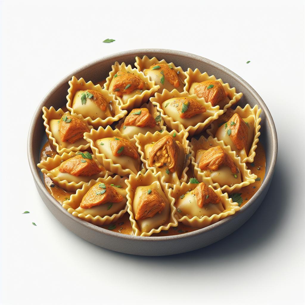 Fagottini de pasta filo con pollo y curry