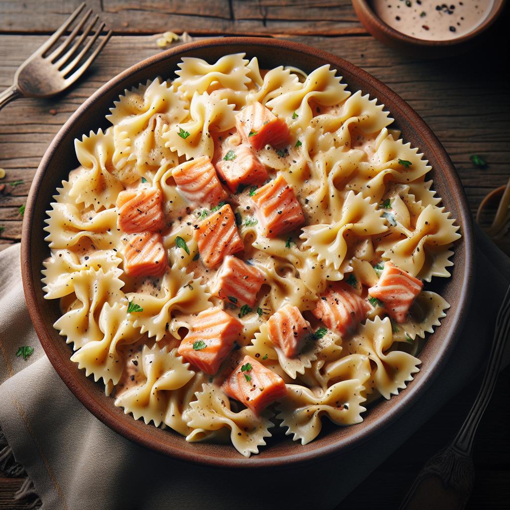 Farfalle a la crema de salmón