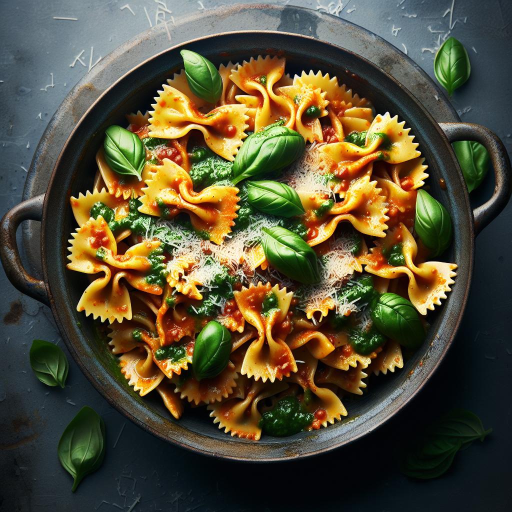 Farfalle en salsa de albahaca