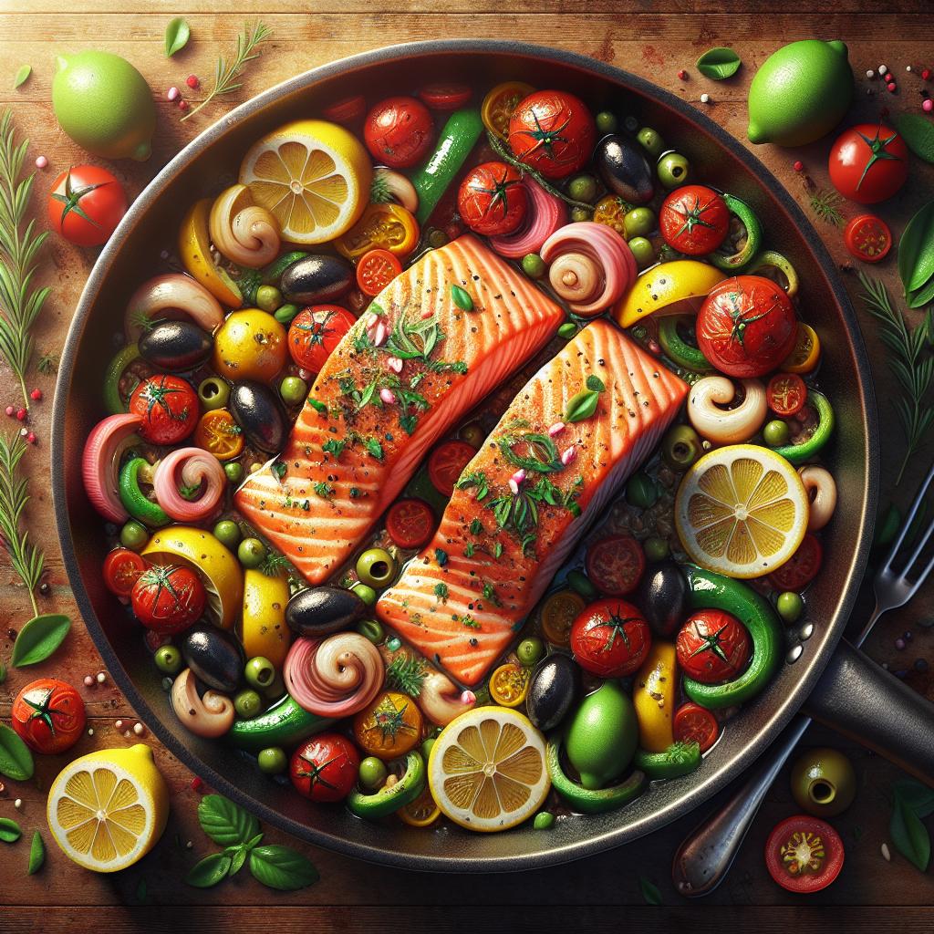 Filetes de salmón a la mediterránea