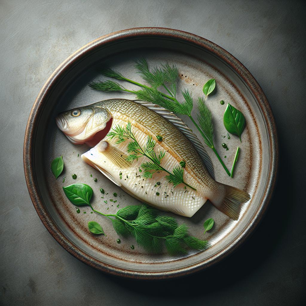 Filete de pescado perca cocido a baja temperatura