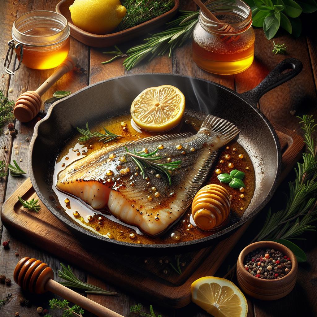 Filete de platija con miel y hierbas aromáticas