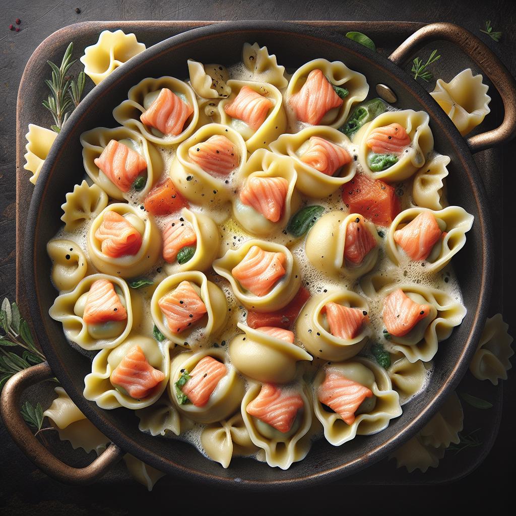Fiocchetti de hojaldre con salmón y scamorza