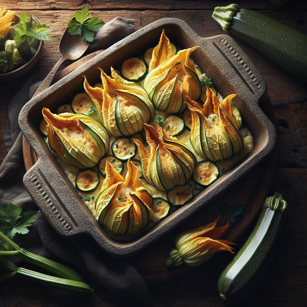 Flores de calabacín rellenas al horno