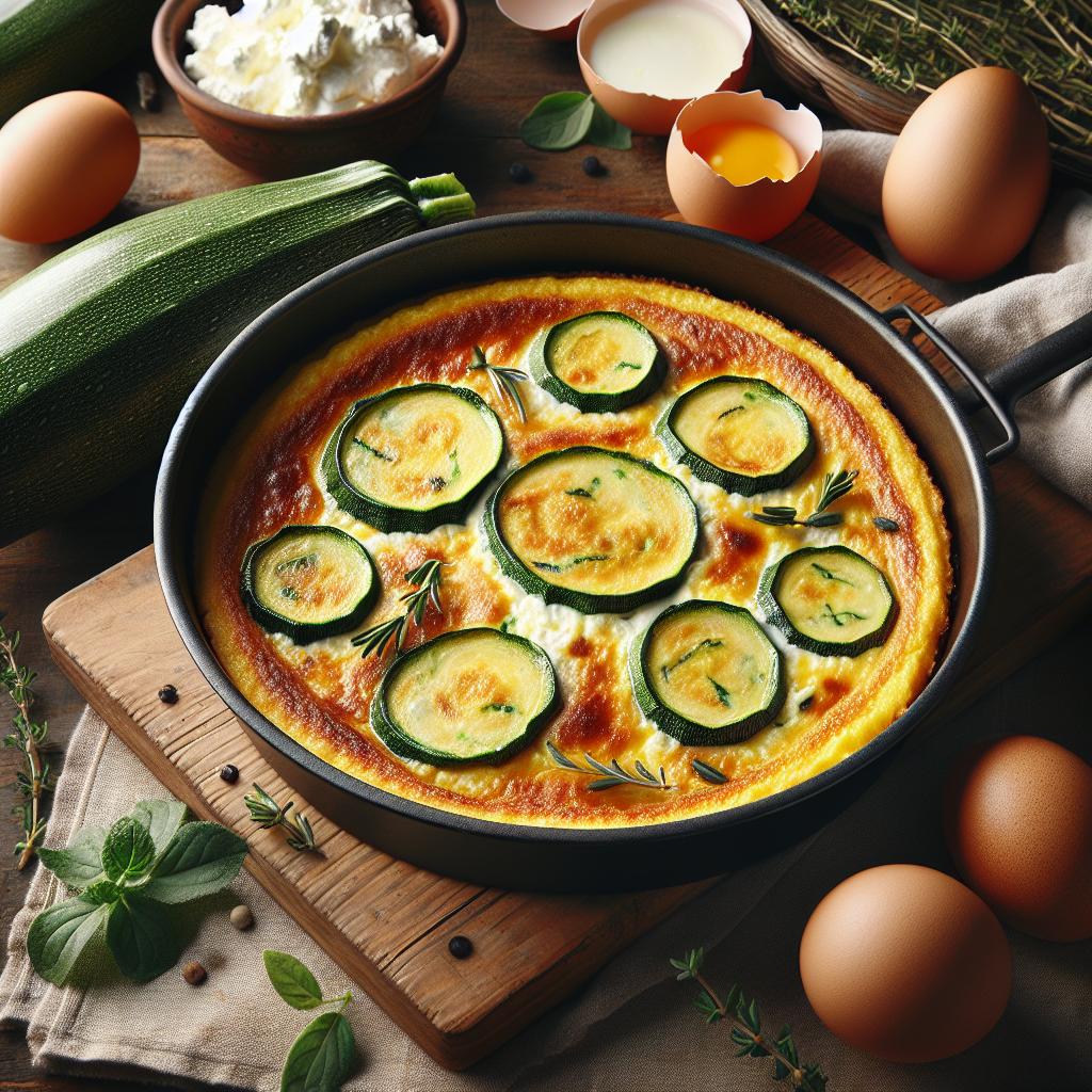 Flan de ricotta y calabacines en sartén