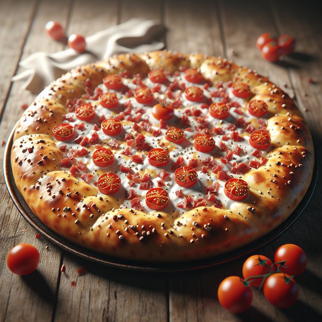 Focaccia de yogur con speck y tomates cherry