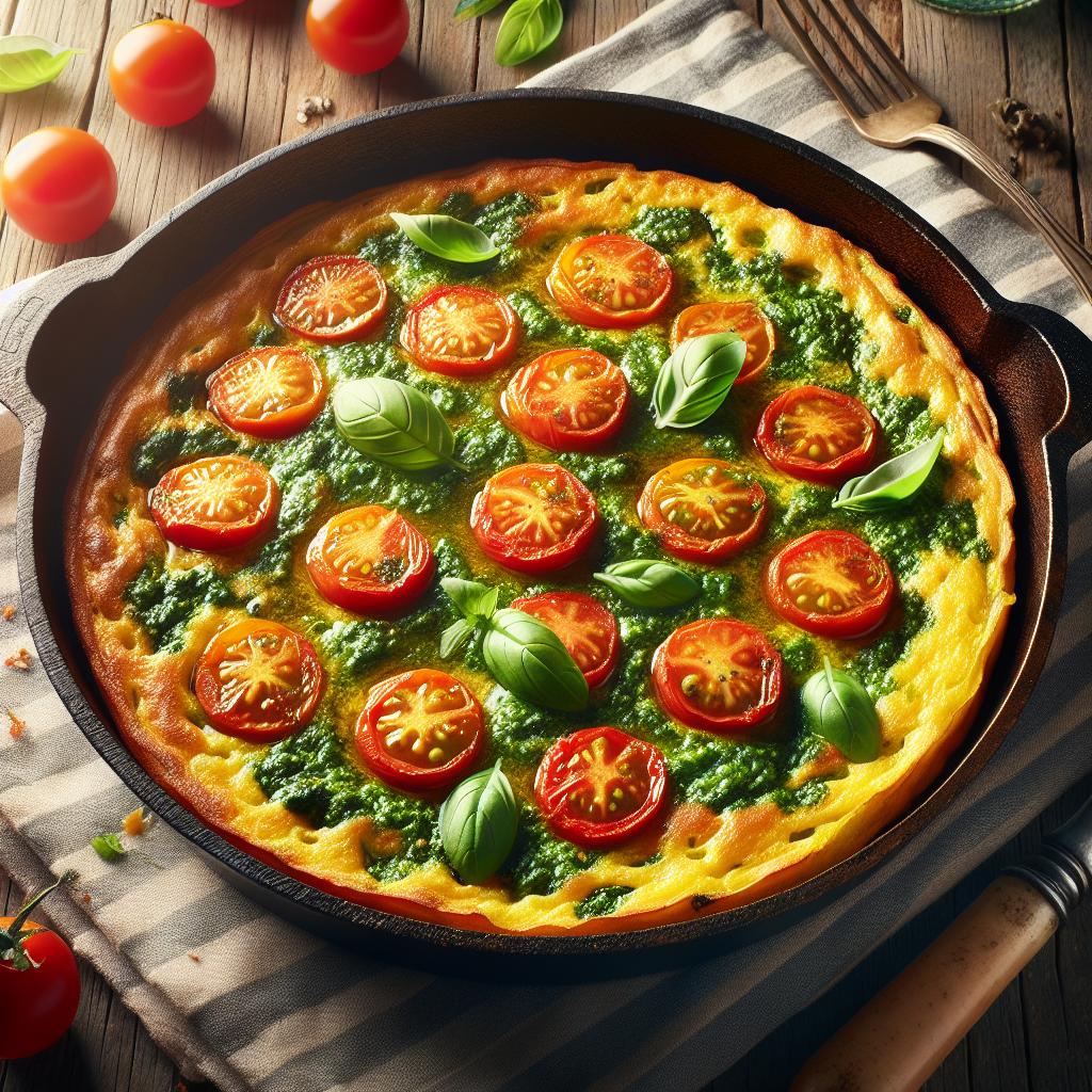 Tortilla con pesto y tomates
