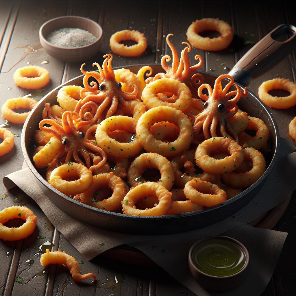 Fritura de calamares en tempura