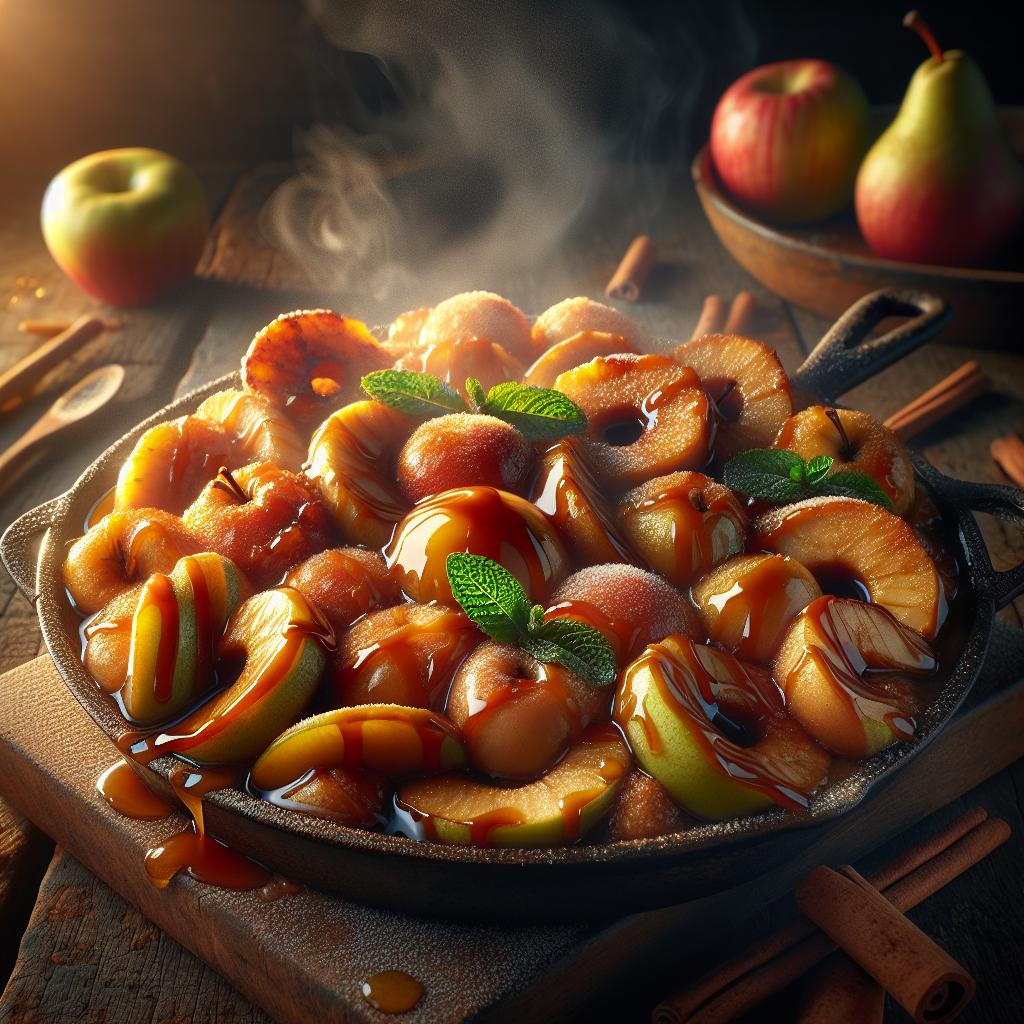 Fruta frita caramelizada
