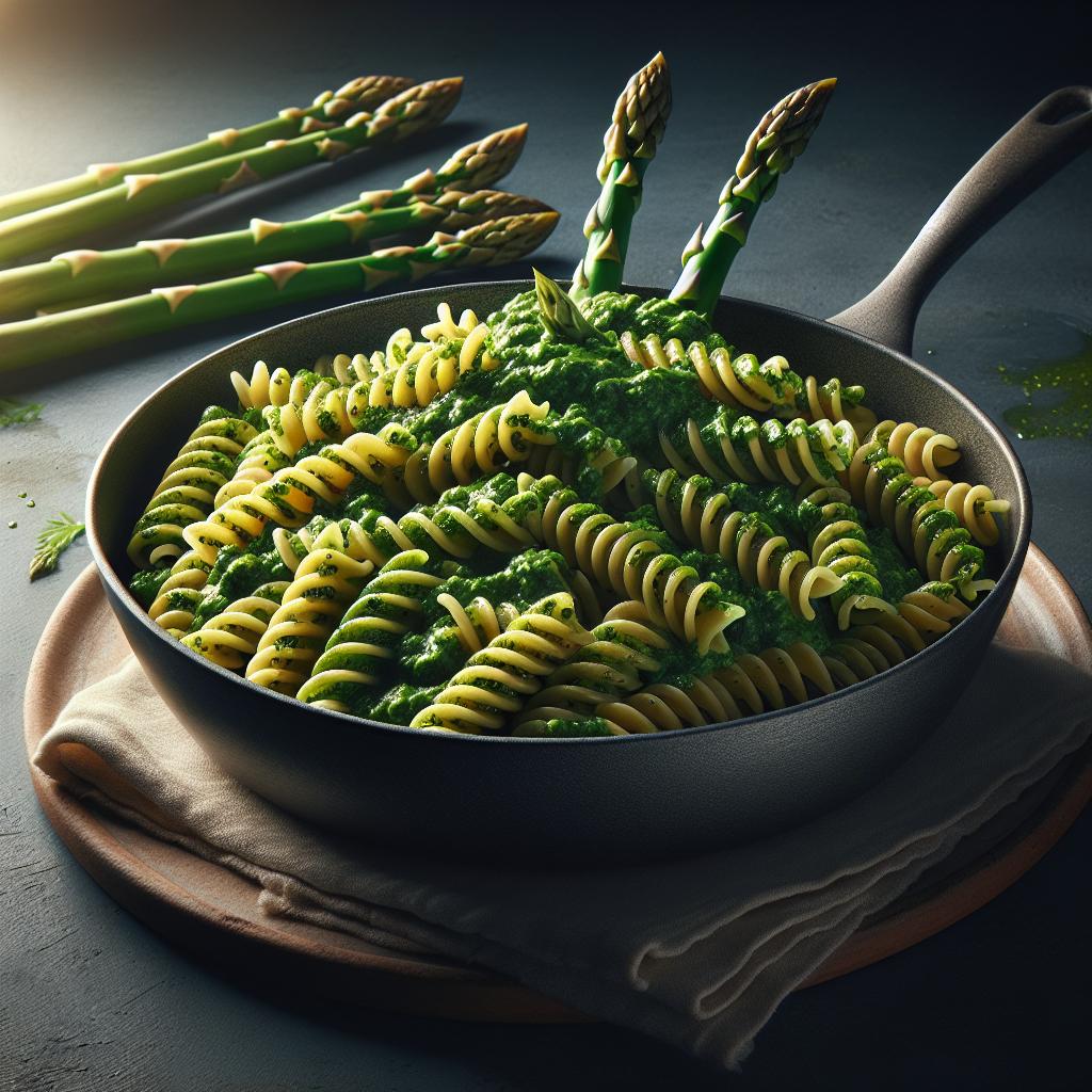 फ्यूसिली अस्पारागस पेस्टो के साथ