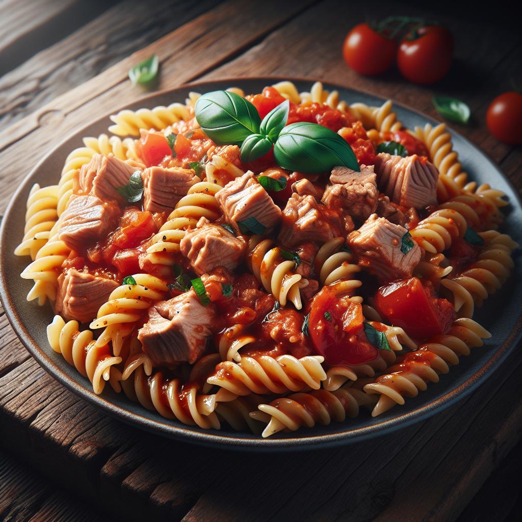 Fusilli con atún y tomate