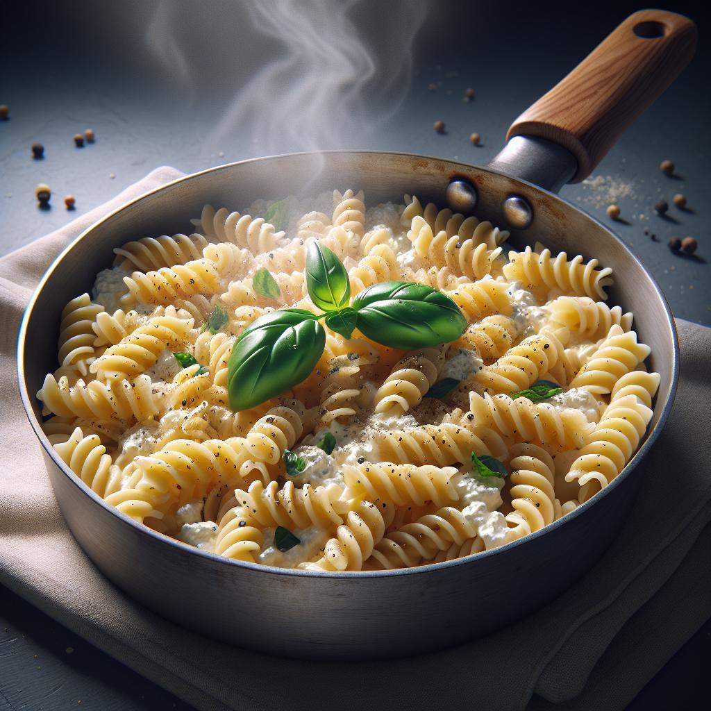 Fusilli ricotta, aceite y pimienta