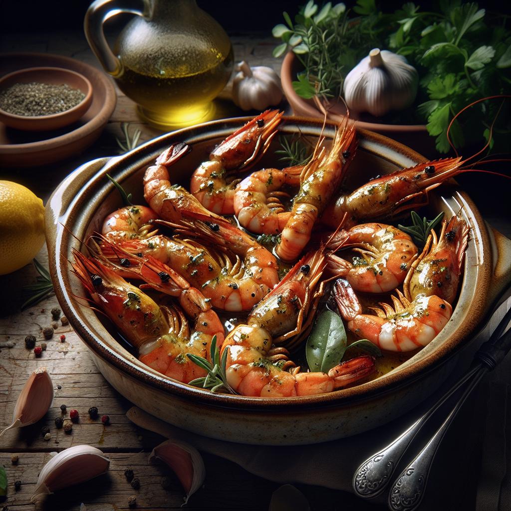 Gambas asadas a la miel
