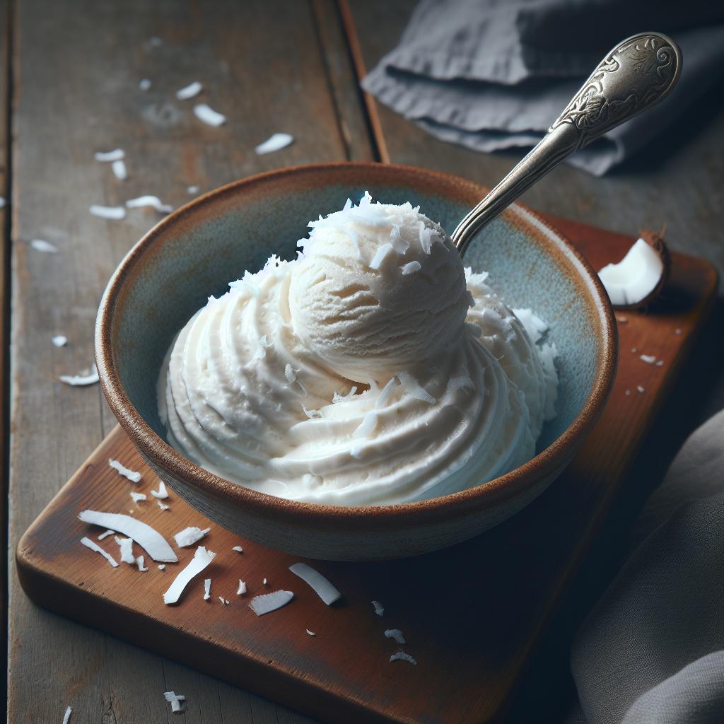 Helado de leche de coco sin heladera