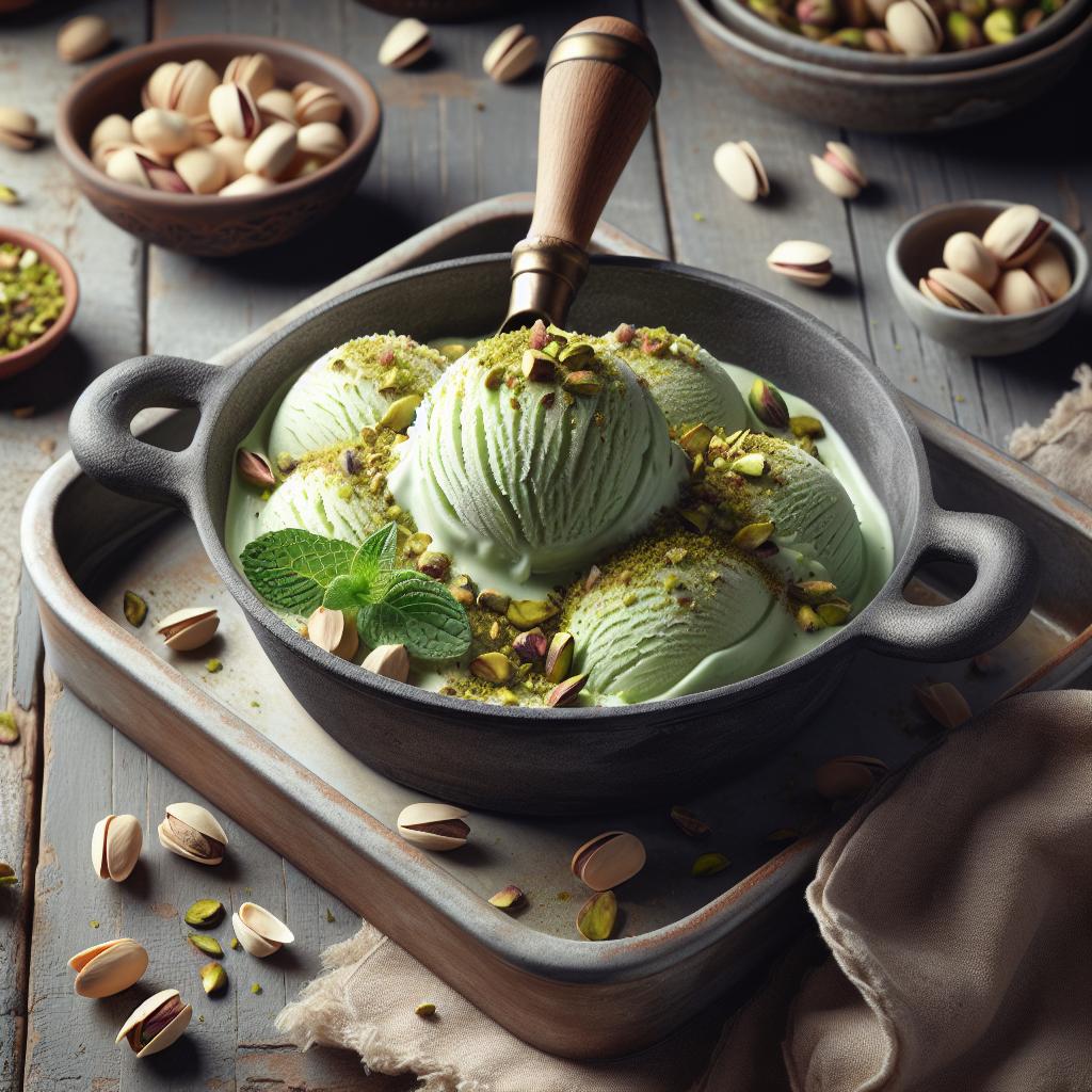 Helado de pistacho sin heladora