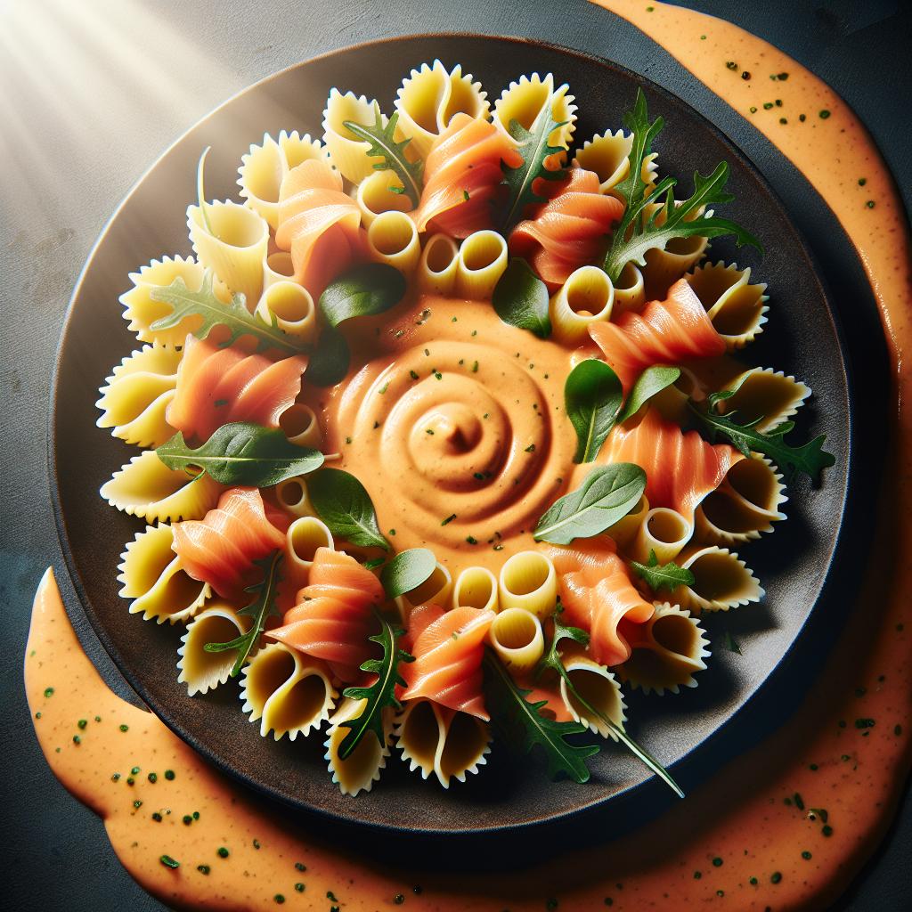Espirales de salmón y rúcula