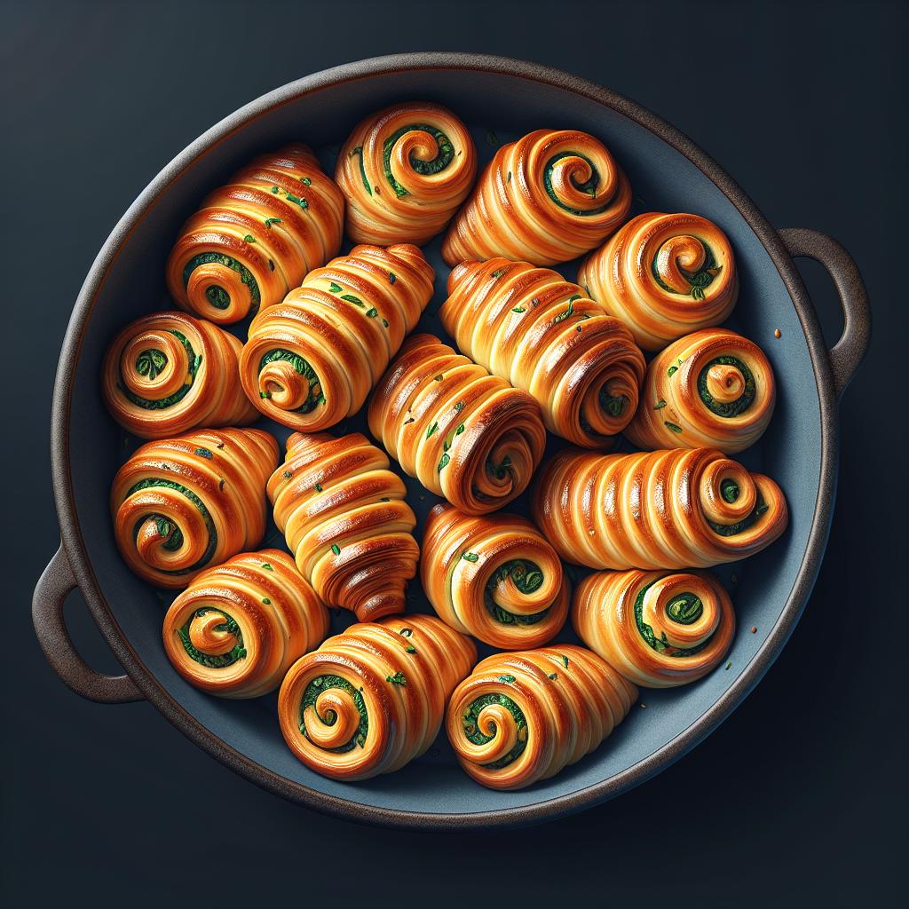 Espirales de masa quebrada salada