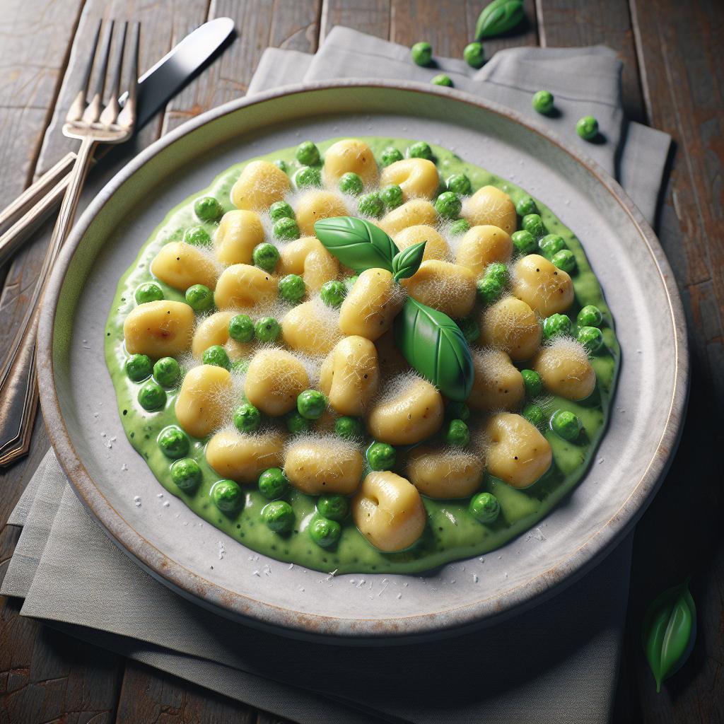 Gnocchetti con crema de guisantes