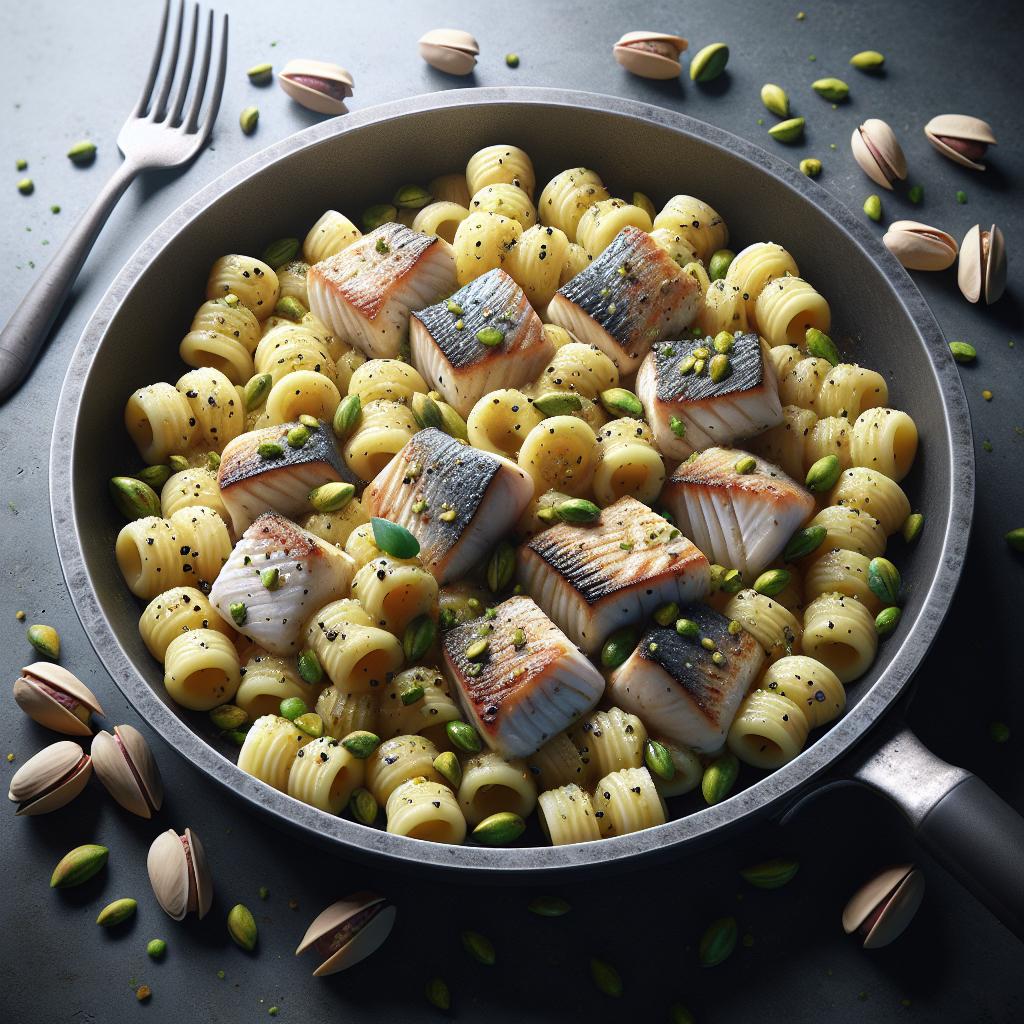 Gnocchetti sardos con pez espada y pistachos