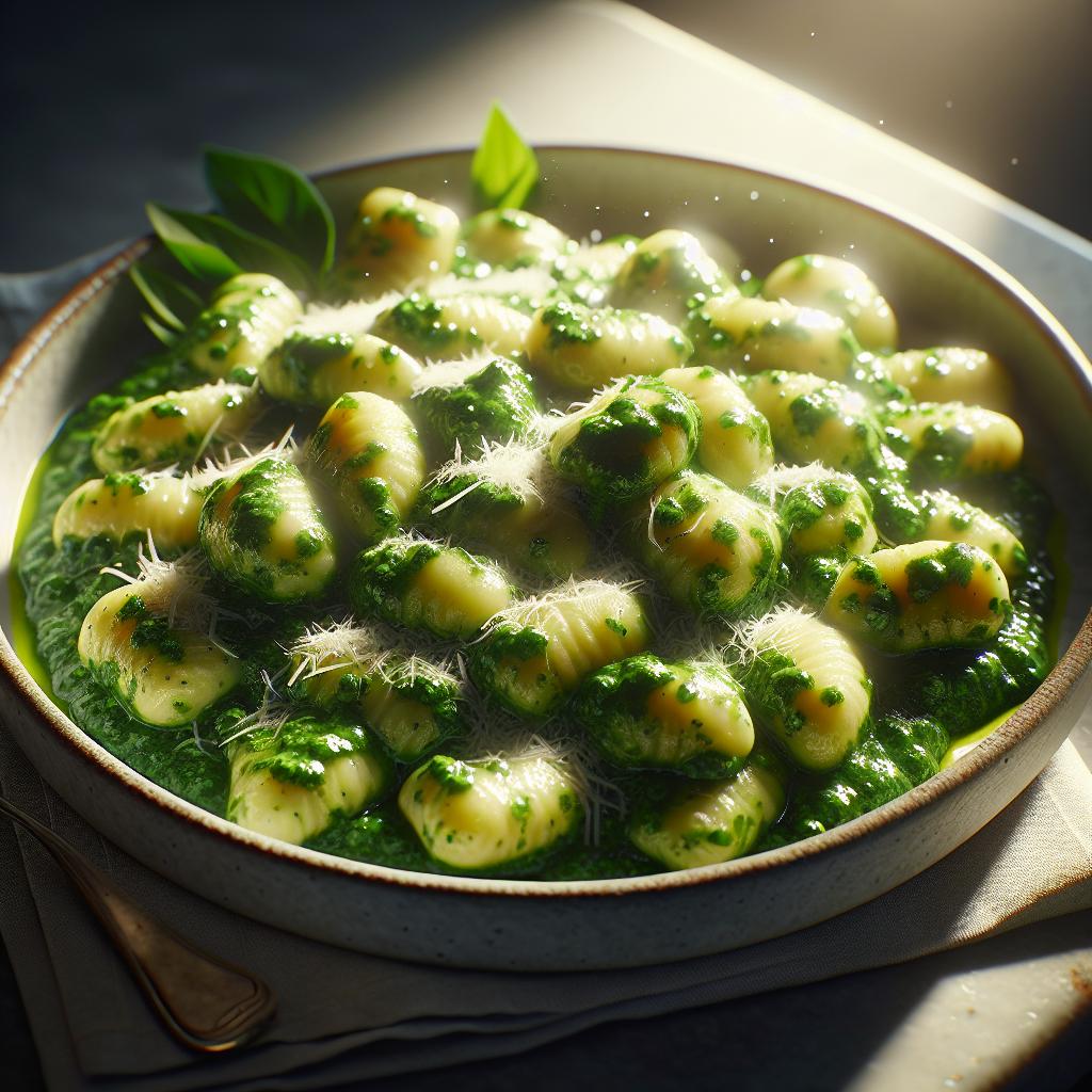 Ñoquis con pesto de hierbas