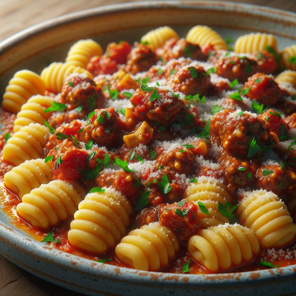 Gnocchi sardos al ragú de salchicha