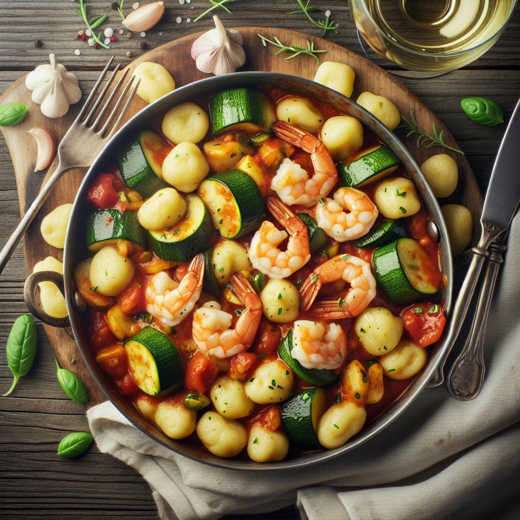 Ñoquis de calabacín y gambas