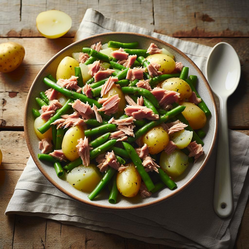 Ensalada de patatas, judías verdes y atún