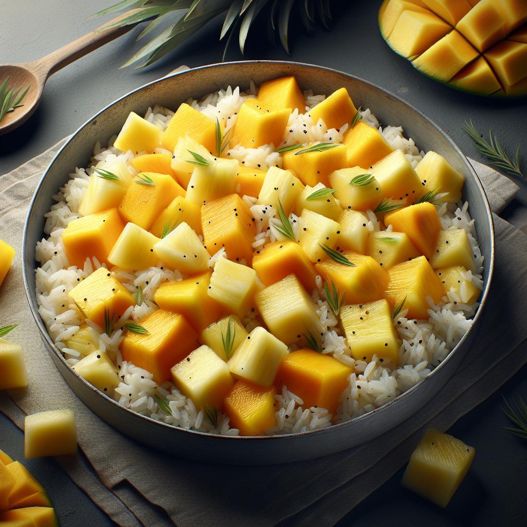 Ensalada de arroz con mango y piña