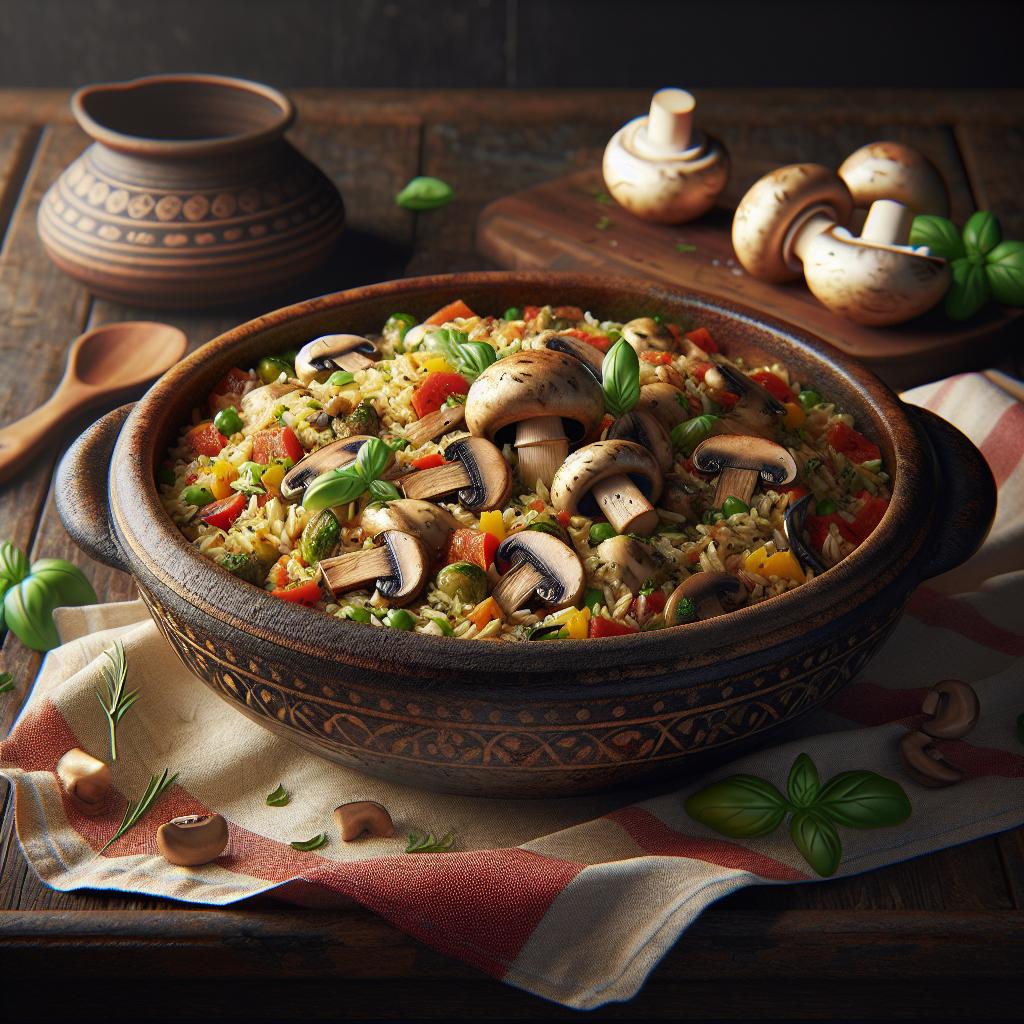 Ensalada de arroz tibia con setas