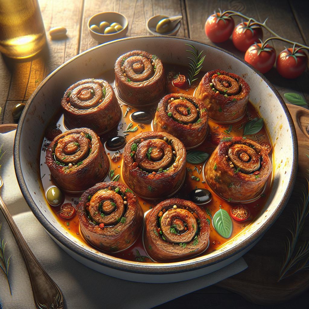 Rollitos de ternera guarnidos