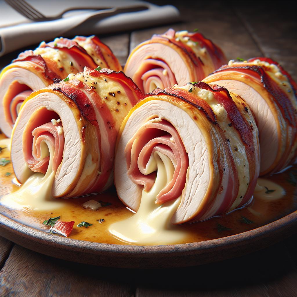 Rollitos de pechuga de pollo con speck y provola