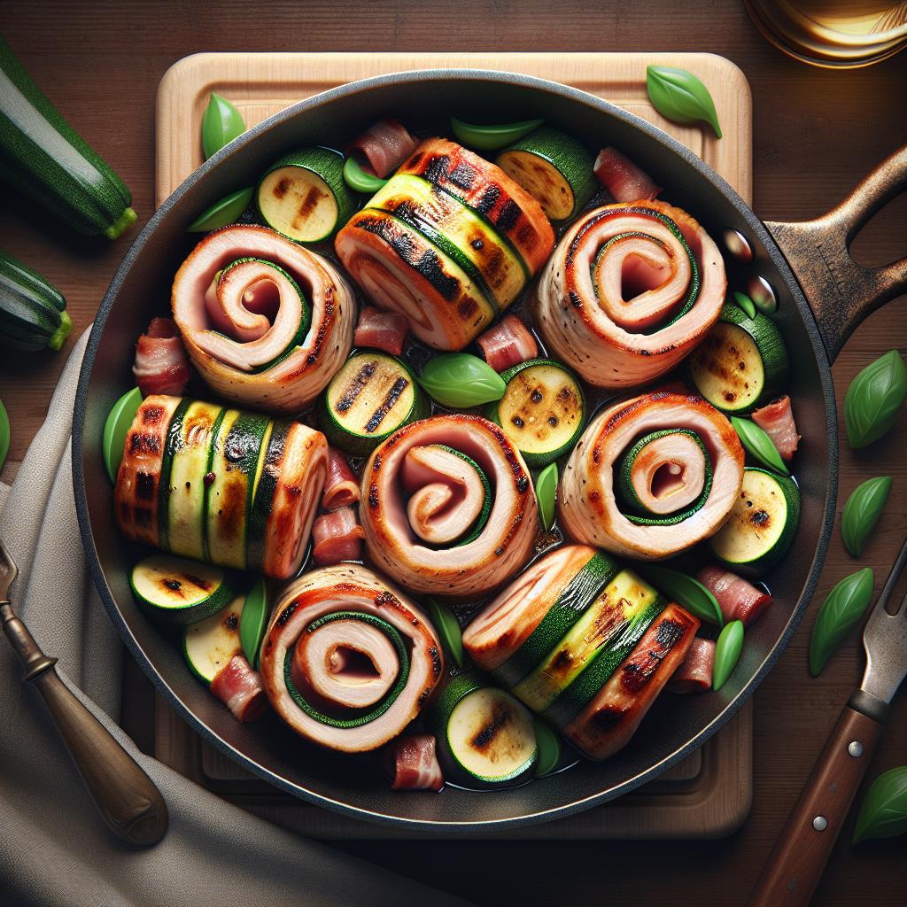 Rollitos de pechuga de pollo con calabacines y speck
