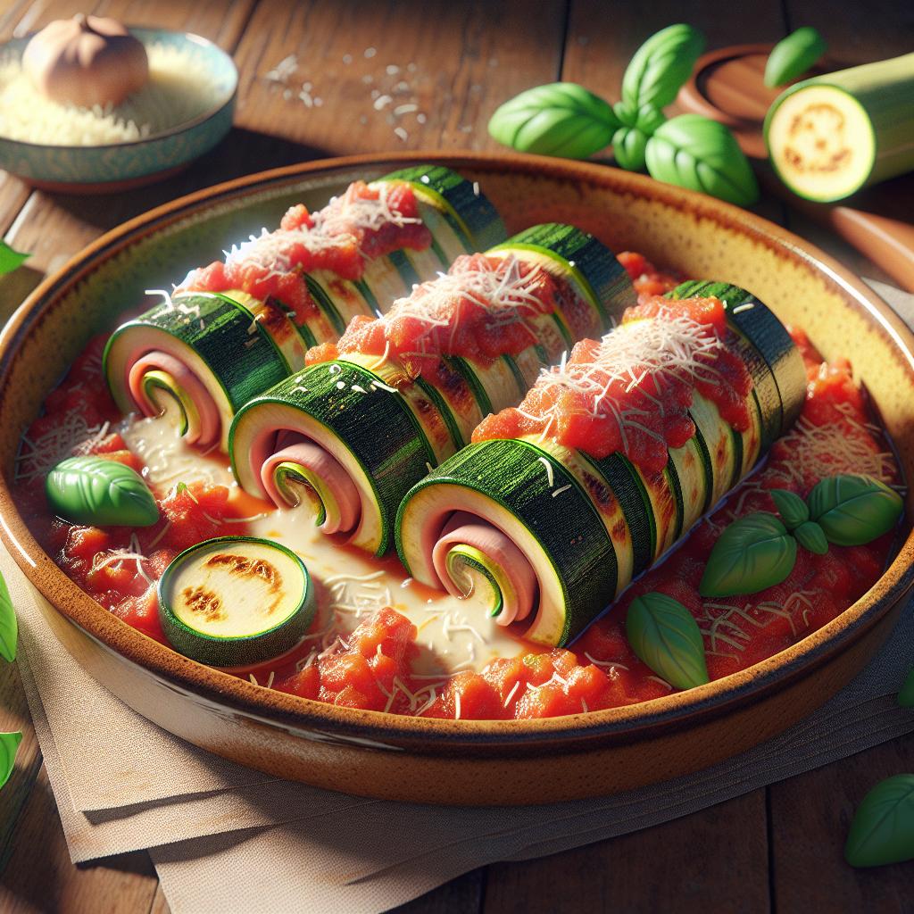 Rollitos de calabacín al horno